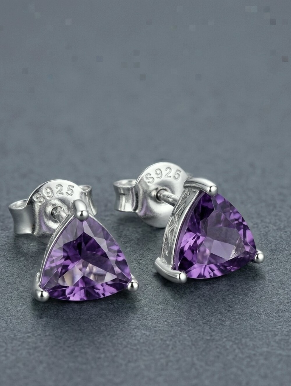 NEW 1.40 ctw Amethyst Trillion Silver Earrings